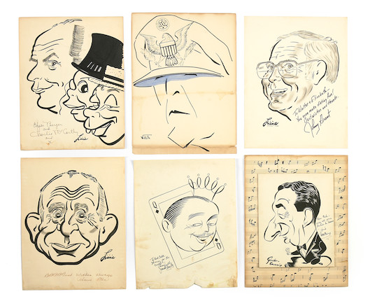 Bonhams : A Collection Of Male Signed Caricatures From The Brown Derby 