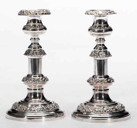 Bonhams : A Sheffield plate pair of telescopic candlesticks Early 19th ...