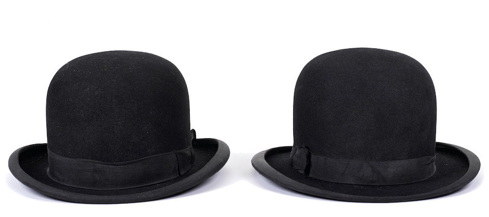 Bonhams : A pair of Laurel and Hardy derby hats