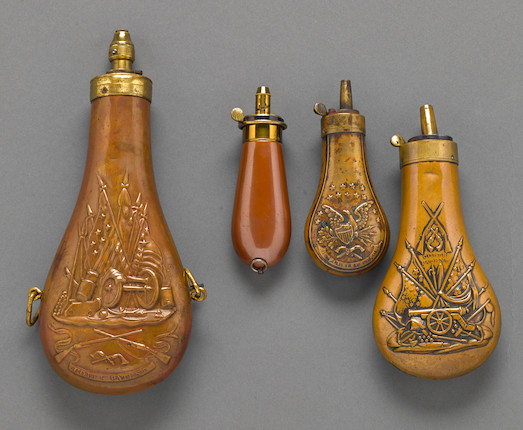 Antique Copper & Brass Shell Design Black Powder Flask -  Canada