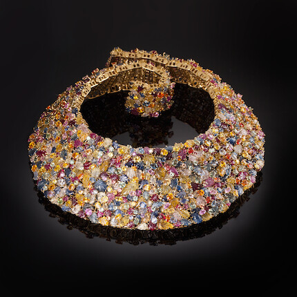 A multi-colored sapphire necklace, Tony Duquette