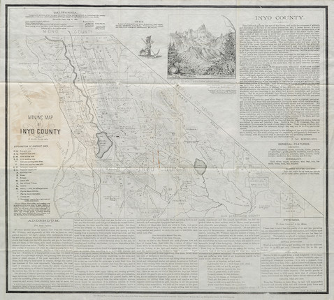 Bonhams : Inyo County, California Map. Keeler, Julius M. Mining Map Of 