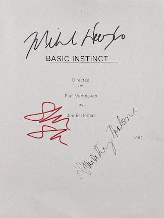 Bonhams : A Basic Instinct screenplay signed by Michael Douglas, Sharon