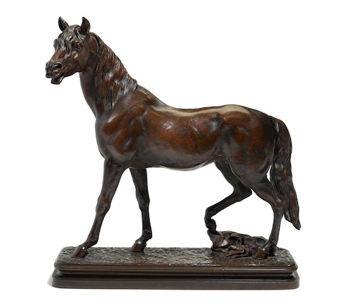 Bonhams : A French patinated bronze model of a horse after a model by ...