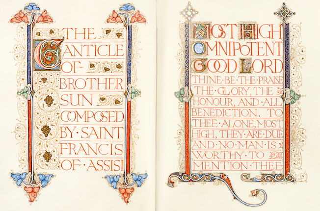 Bonhams : MANUSCRIPT, ILLUMINATED. ST. FRANCIS OF ASSISI. 1182-1226. The Canticle of Brother Sun ...
