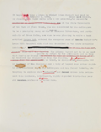 Bonhams : ROTH, PHILIP. 1933-2018. Typed Manuscript with extensive ...