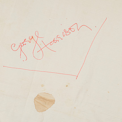 A TABLECLOTH WITH AUTOGRAPHS AND DOODLES DONE BY THE BEATLES AND JOAN BAEZ BEFORE THE BEATLES' LAST CONCERT AT CANDLESTICK PARK, 1966 image 5