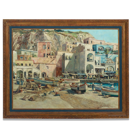 Bonhams : Roger Kuntz (1926-1975) Sant'Angelo Fishermen - Ischia 30 x ...