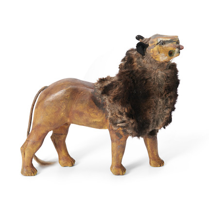 Bonhams Skinner : Carved Polychrome Lion with Fur Mane, United States ...