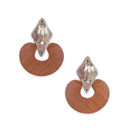 Boucles D'oreilles Clips Attribuées à Catherine Noll / Patricia Von Musulin - Résine Cognac - Occasion Bon état