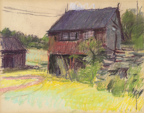 Bonhams : Wolf Kahn (1927-2020) Out Buildings 11 x 14 in. (27.9 x 35.6 ...