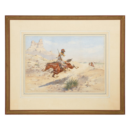 Bonhams : Herman Wendelborg Hansen (1854-1924) Renegade Apaches 17 x 23 ...