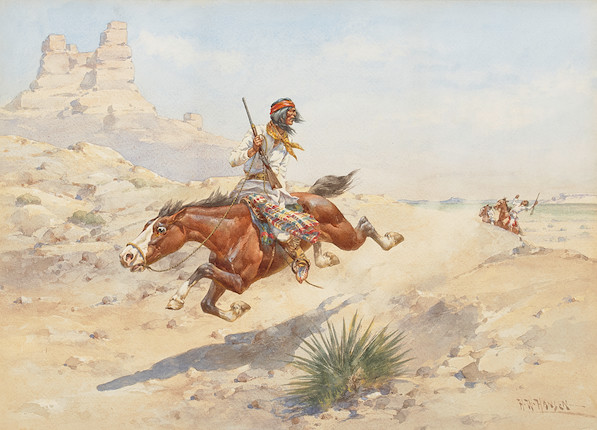 Bonhams : Herman Wendelborg Hansen (1854-1924) Renegade Apaches 17 x 23 ...