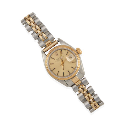 Bonhams : ROLEX AN 14K GOLD AND STAINLESS STEEL 'OYSTER PERPETUAL DATE ...