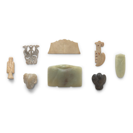 Bonhams : Eight Archaic-style Jade Carvings Styles Of Neolithic-han 