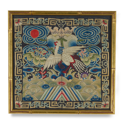 Bonhams : NINE EMBROIDERED SILK CIVIL RANK BADGES, BUZI Late Qing ...