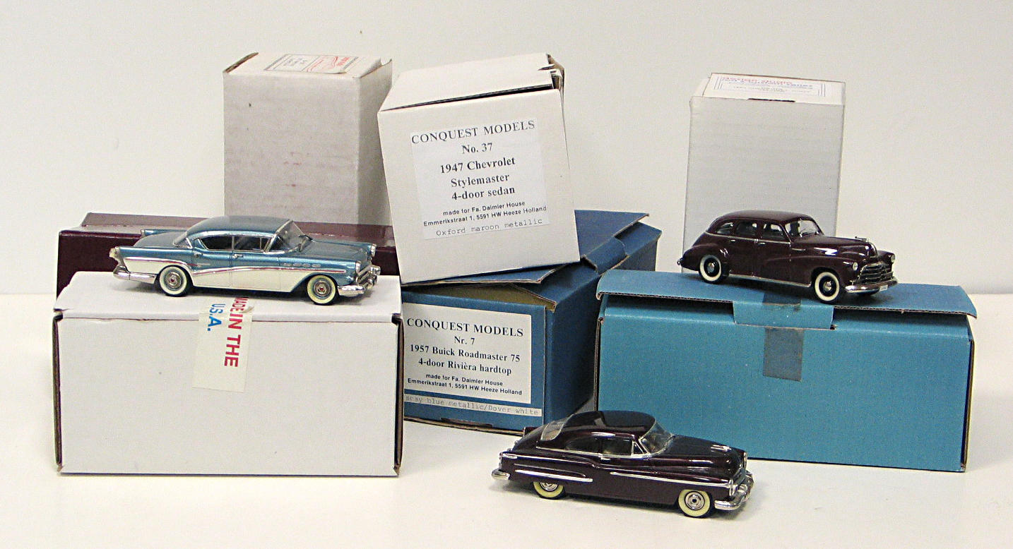 Bonhams Cars : Seven 143 scale white metal models,