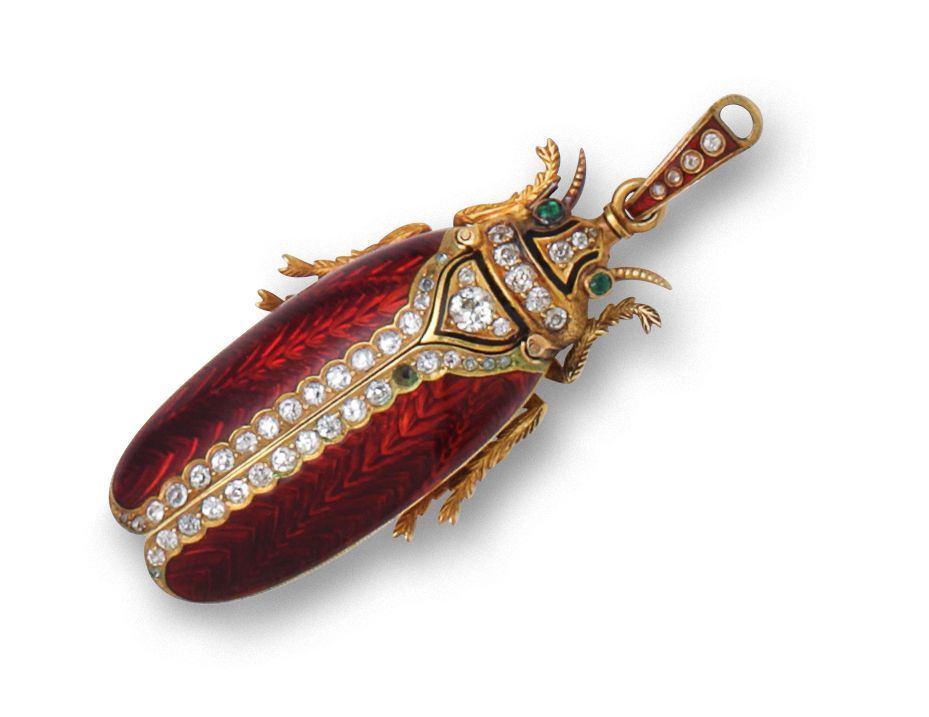 An antique diamond and enamel scarab pendant watch Bonhams