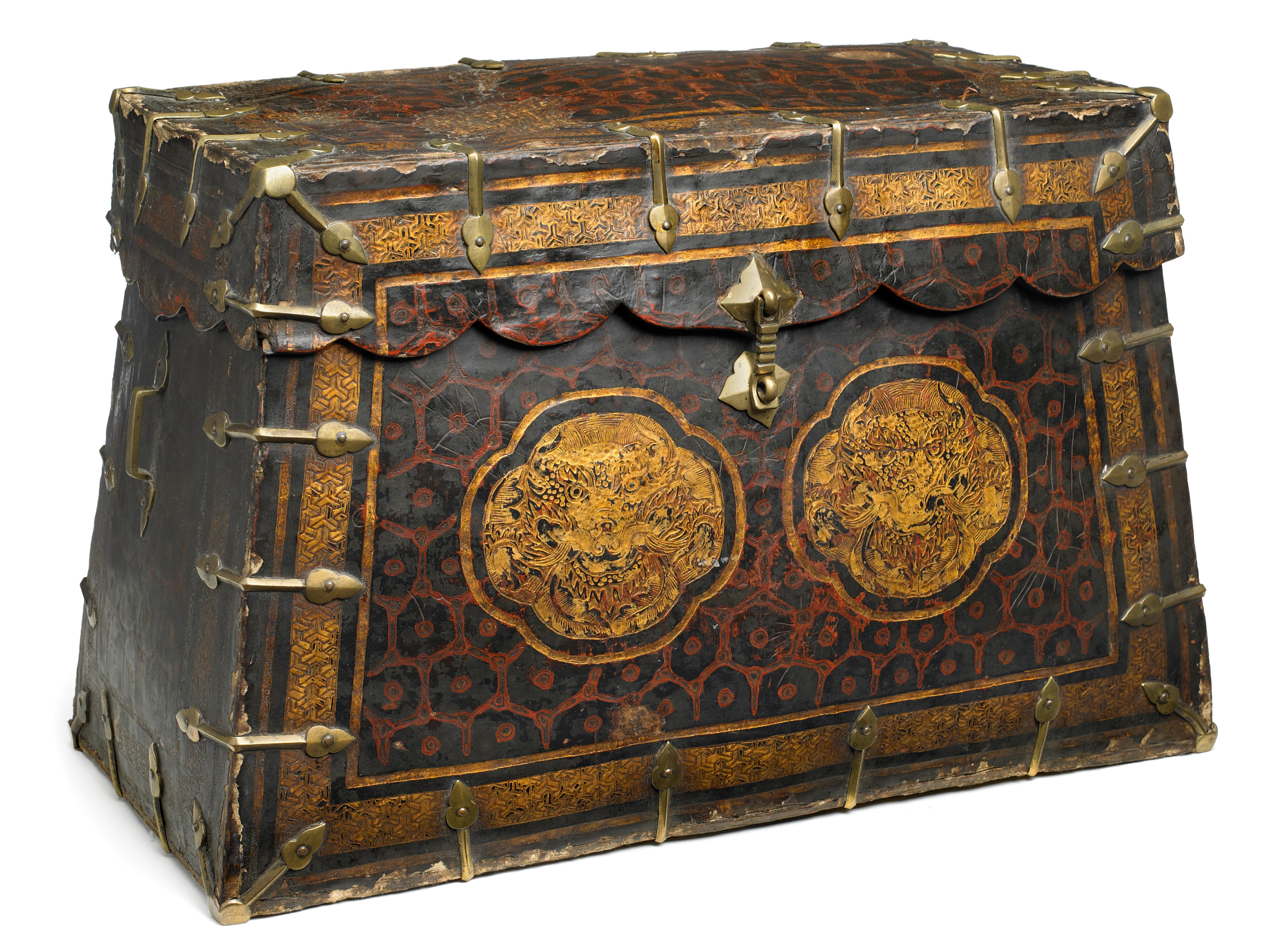 Tibetan Yak Leather Trunk from Tibet - 19thC
