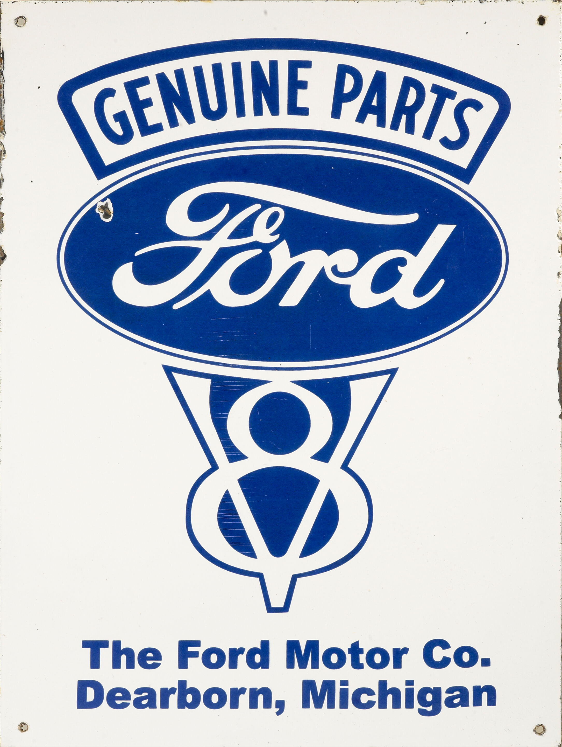 Bonhams Cars : A rare Genuine Ford V8 parts sign, c. 1930s,