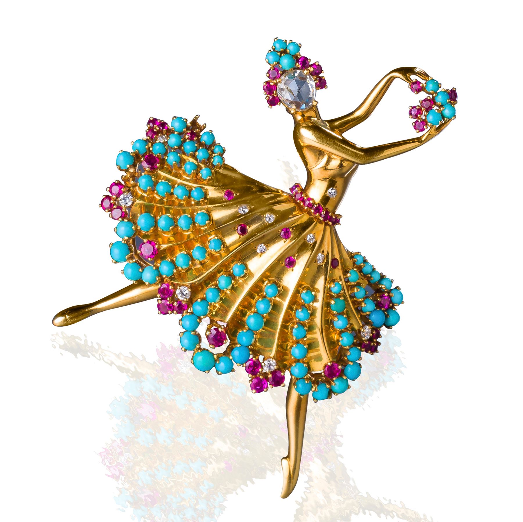 Bonhams A diamond, ruby, and turquoise 