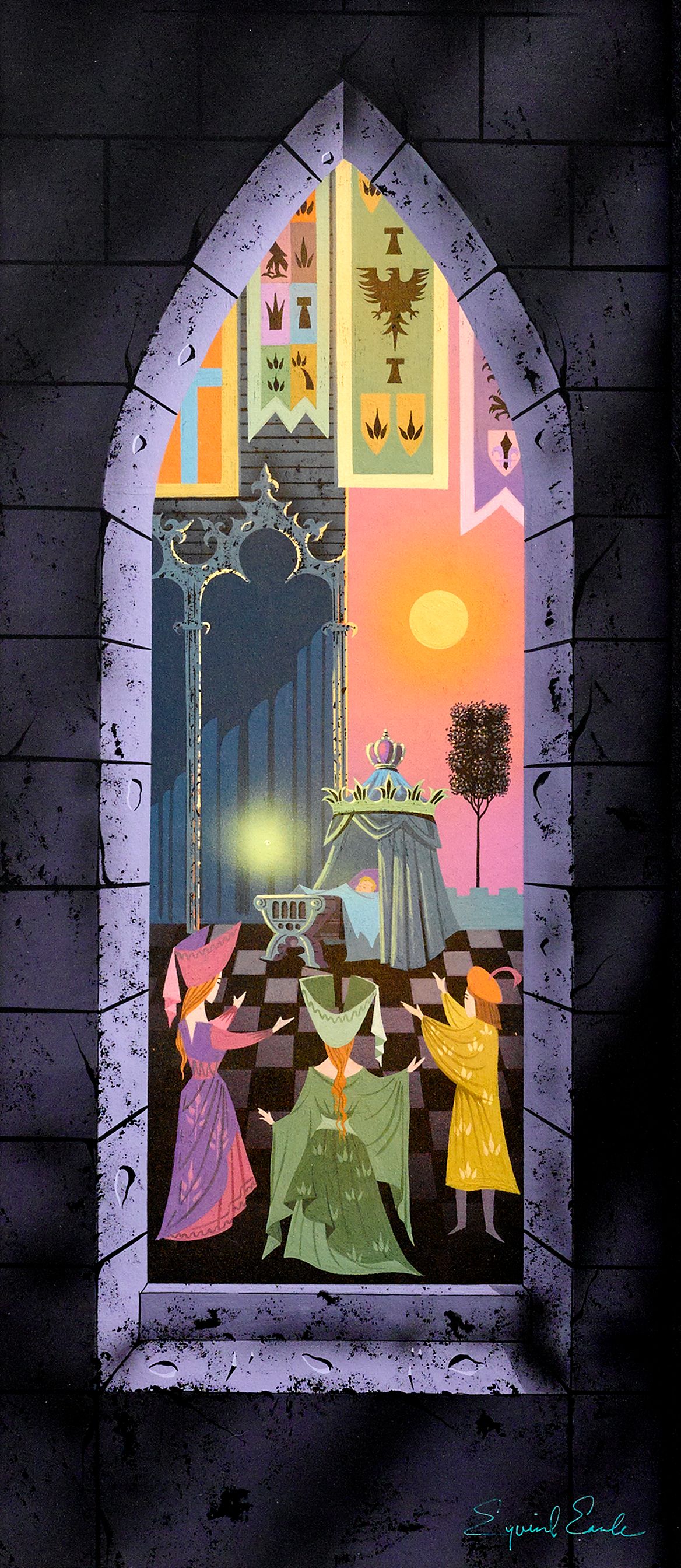 Bonhams A large Eyvind Earle concept painting from Sleeping Beauty