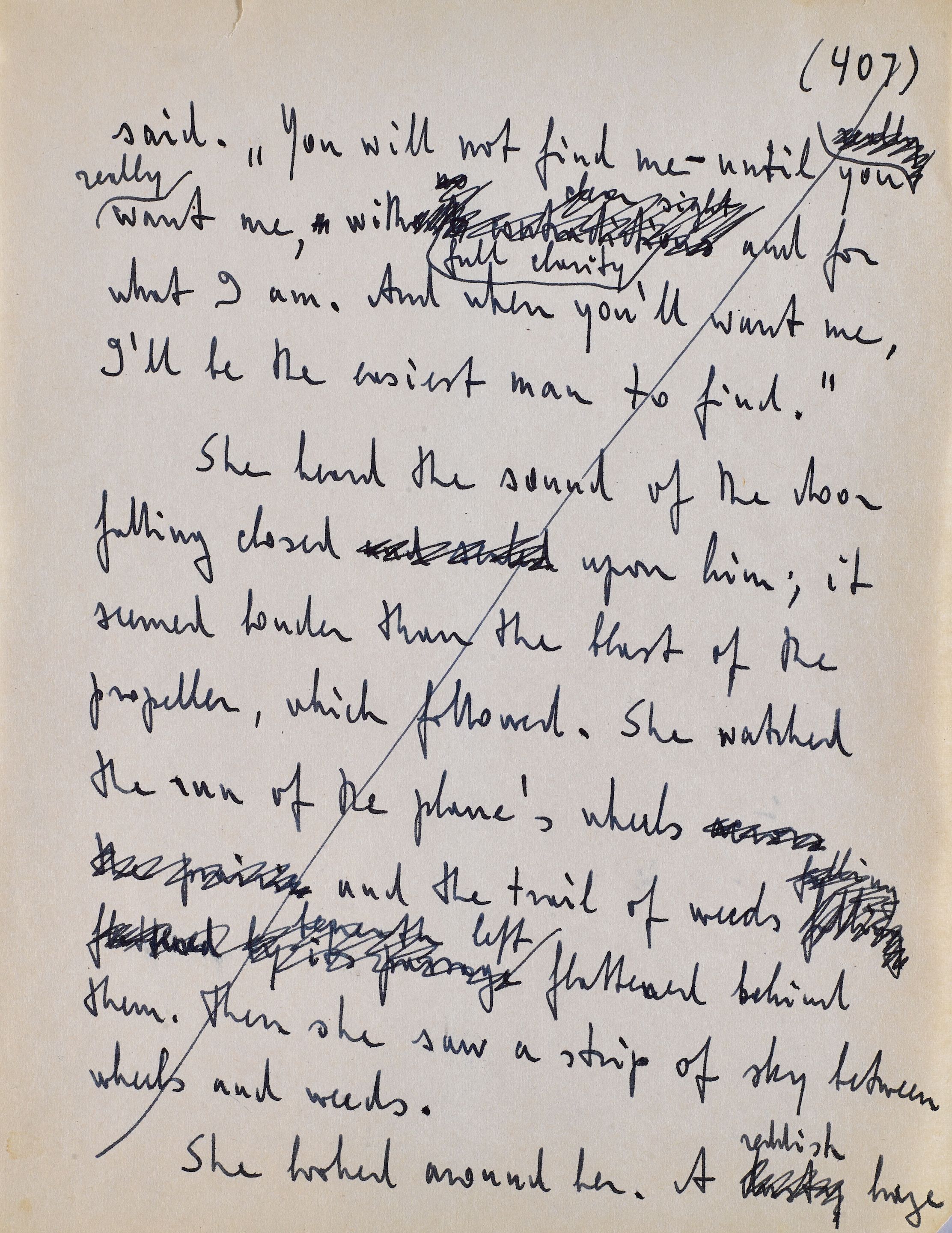 Bonhams : RAND, AYN. 1905-1982. Autograph Manuscript, 1 p, 4to, [New York],  1950s, being p 407 of the working manuscript of Atlas Shrugged,