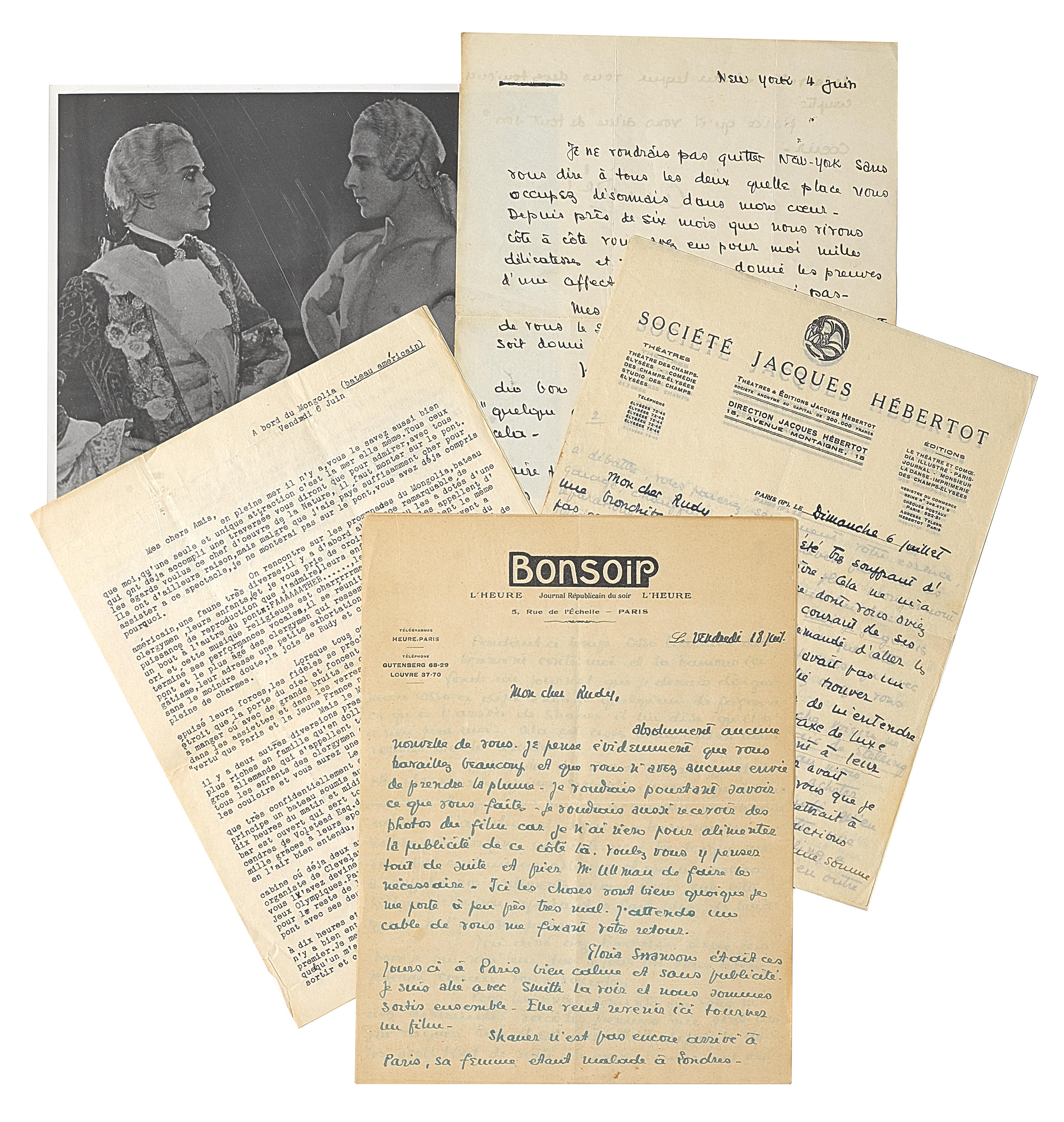 Bonhams : A group of letters from André Daven to Rudolph Valentino