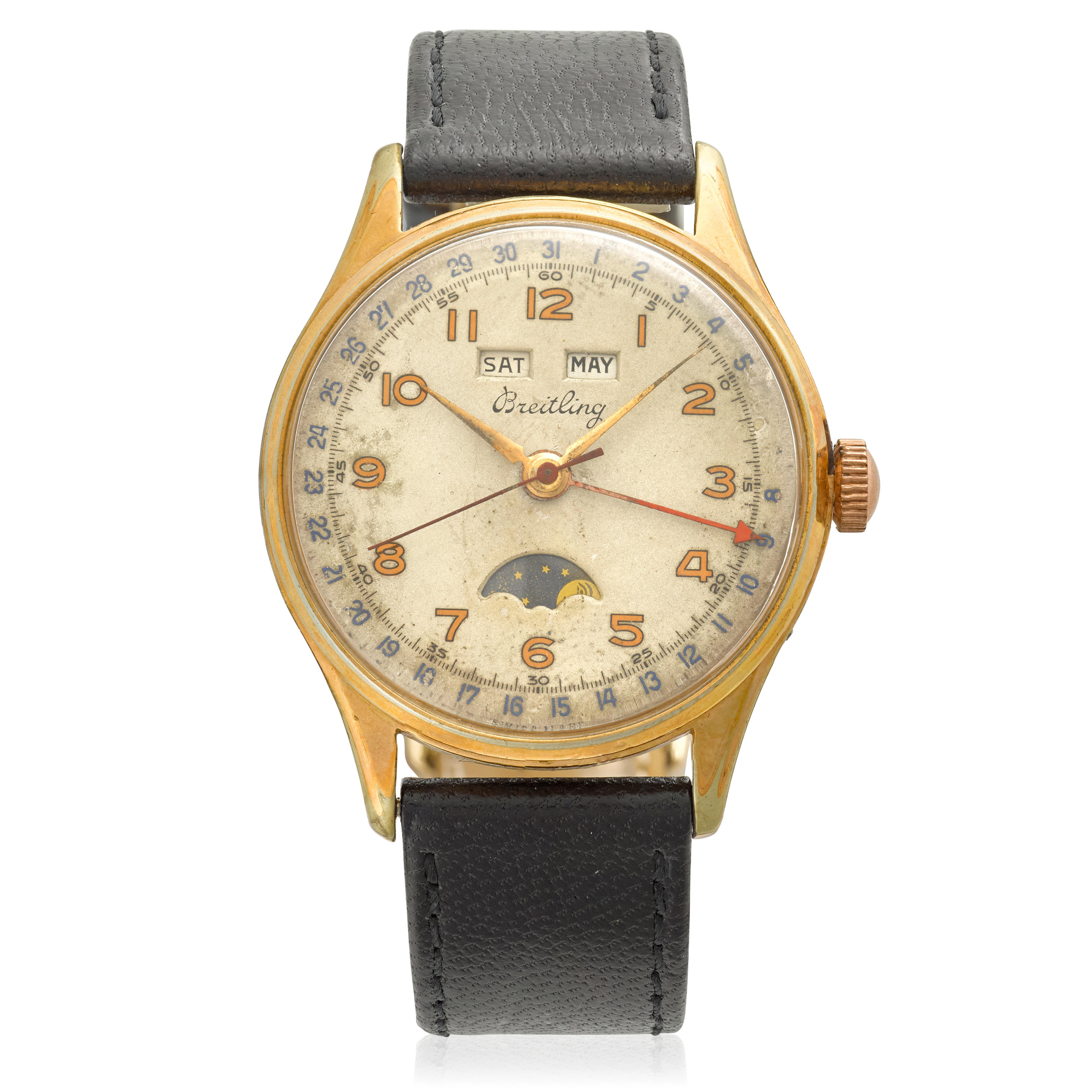 非売品　BREITLING 置き時計 Bonhams : BREITLING. A GOLD PLATED MANUAL WIND CENTER