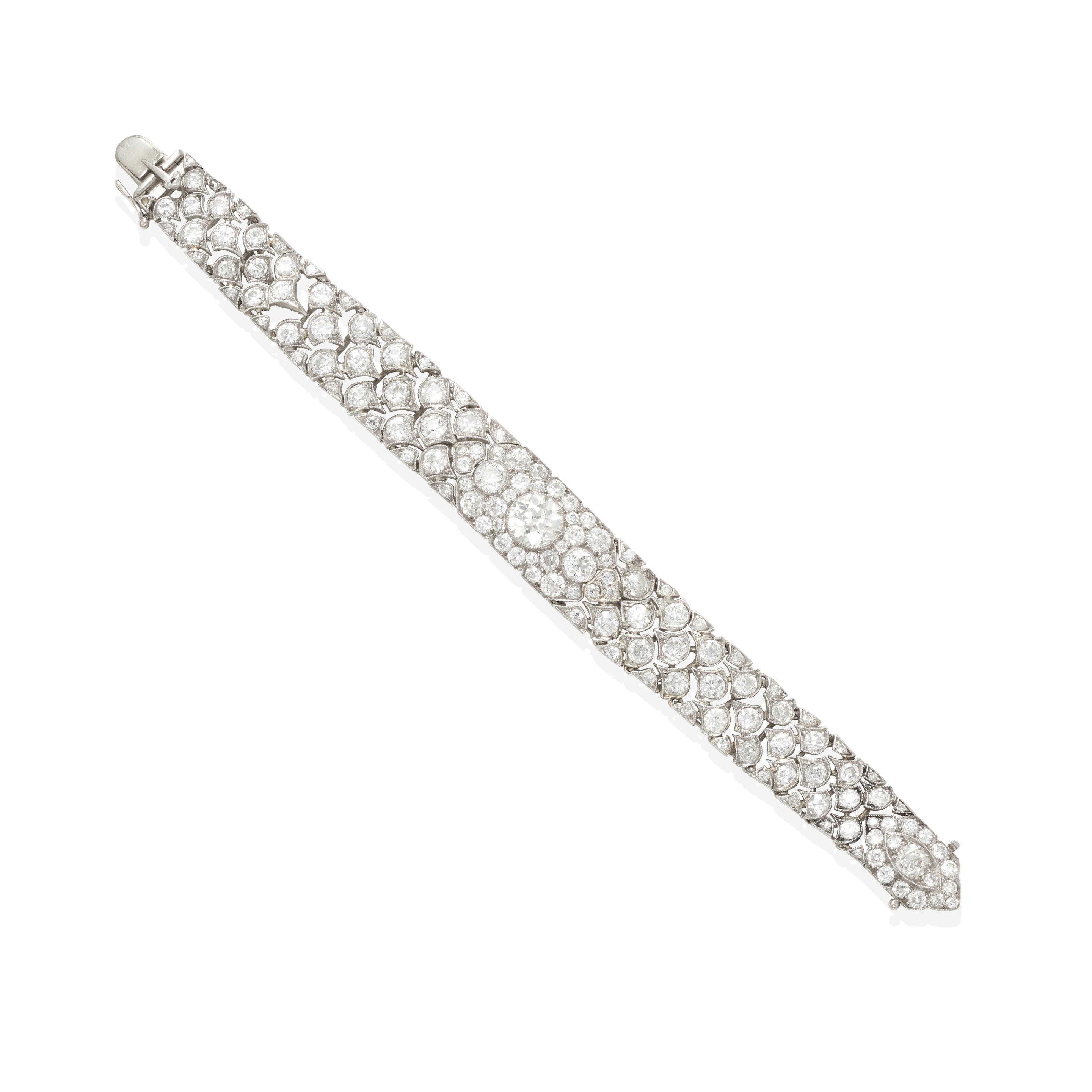 Bonhams : CARTIER A PLATINUM AND DIAMOND BRACELET