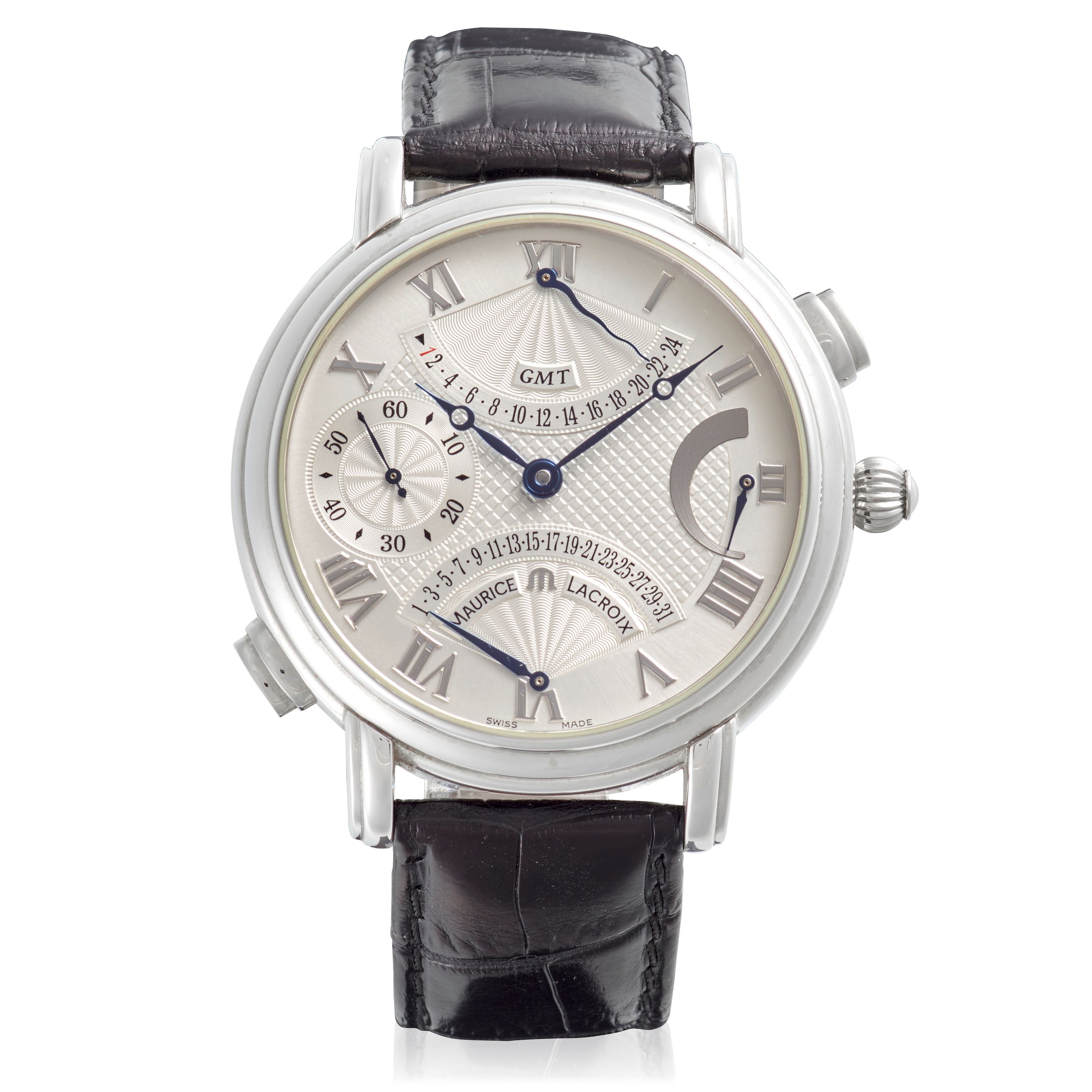Bonhams : MAURICE LACROIX. A STAINLESS STEEL MANUAL WIND CALENDAR