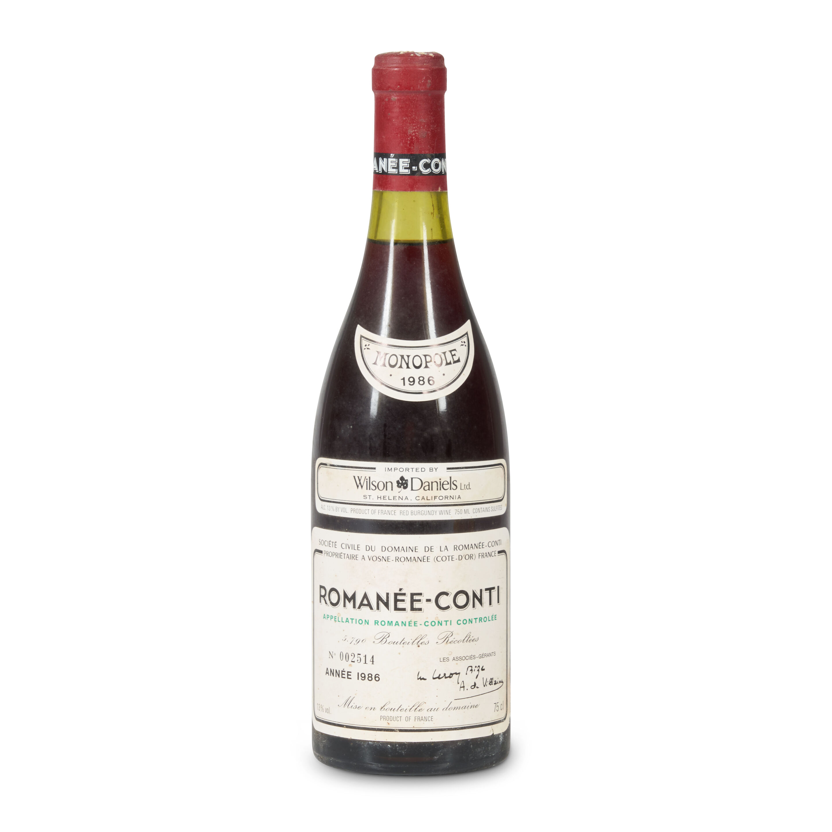 Bonhams Skinner : Domaine de la Romanee Conti Romanee Conti 1986 