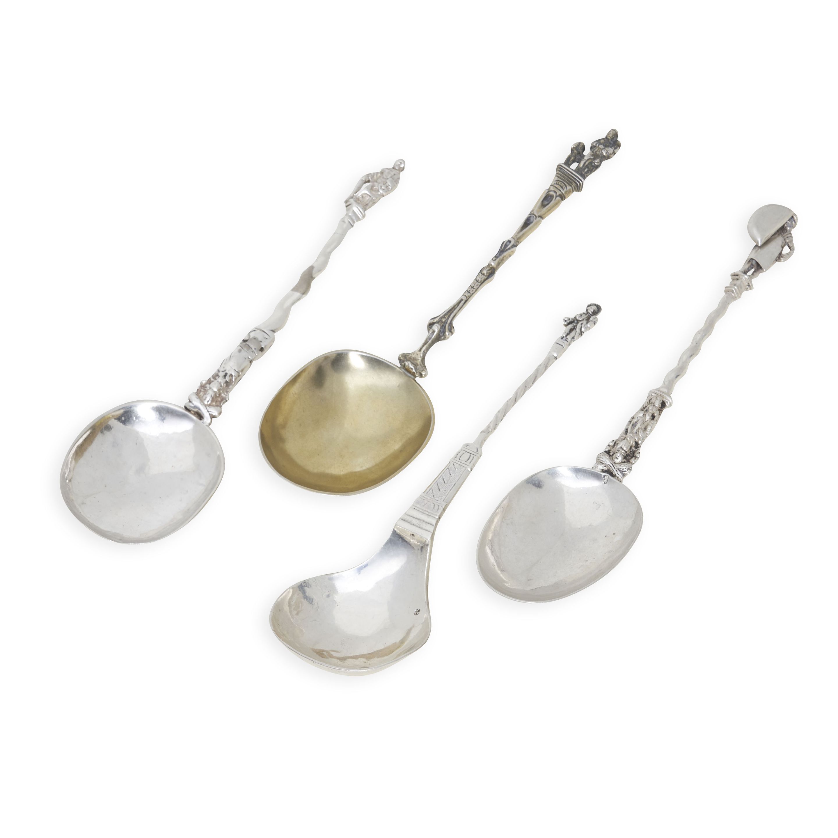 Bonhams Skinner FOUR 17TH CENTURYSTYLE DUTCH SILVER APOSTLE SPOONS