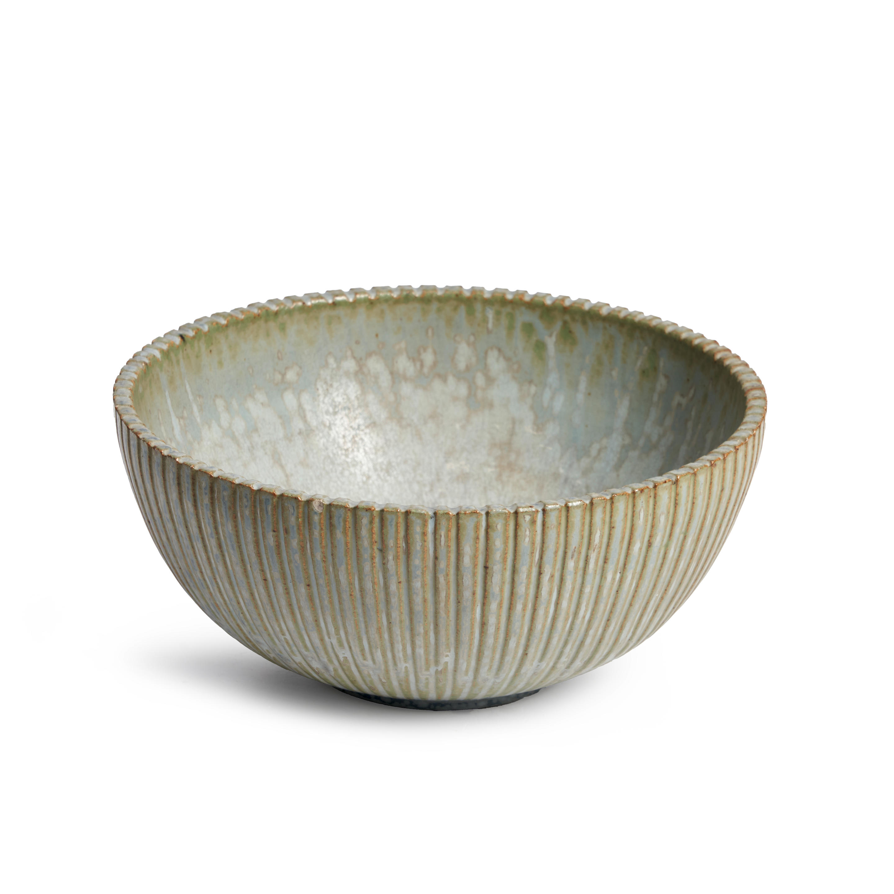 Arne Bang Brown Glazed Bowl with Exterior Ribbing
