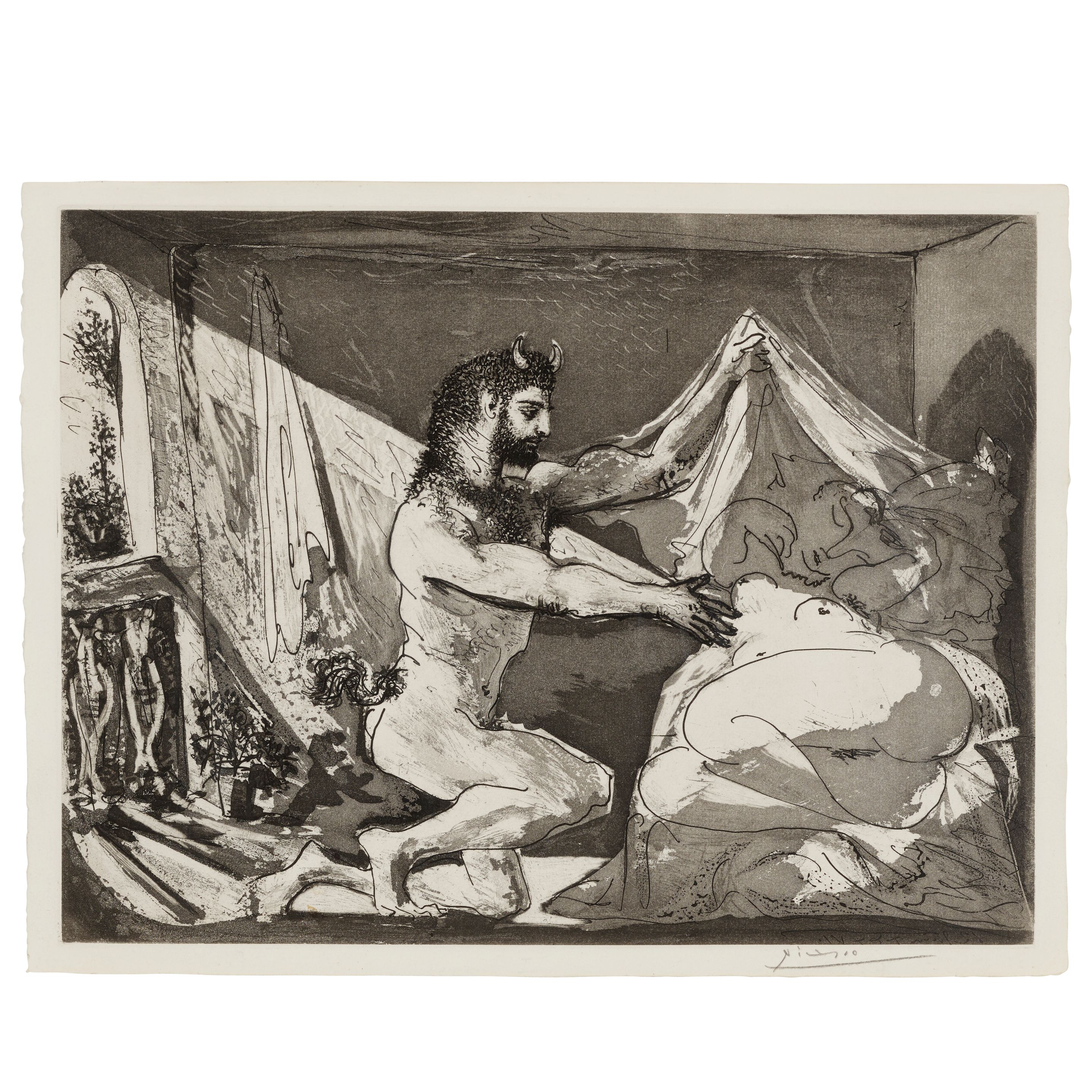 Bonhams : Pablo Picasso (1881-1973); Faune Dévoilant une Dormeuse 