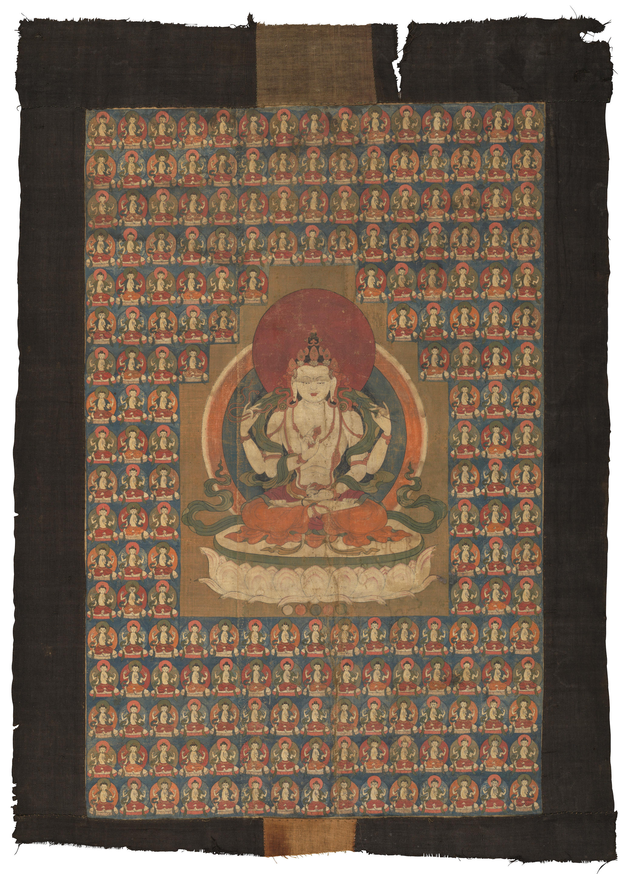 Bonhams : A THANGKA OF SHADAKSHARI LOKESHVARA TIBET, 19TH CENTURY