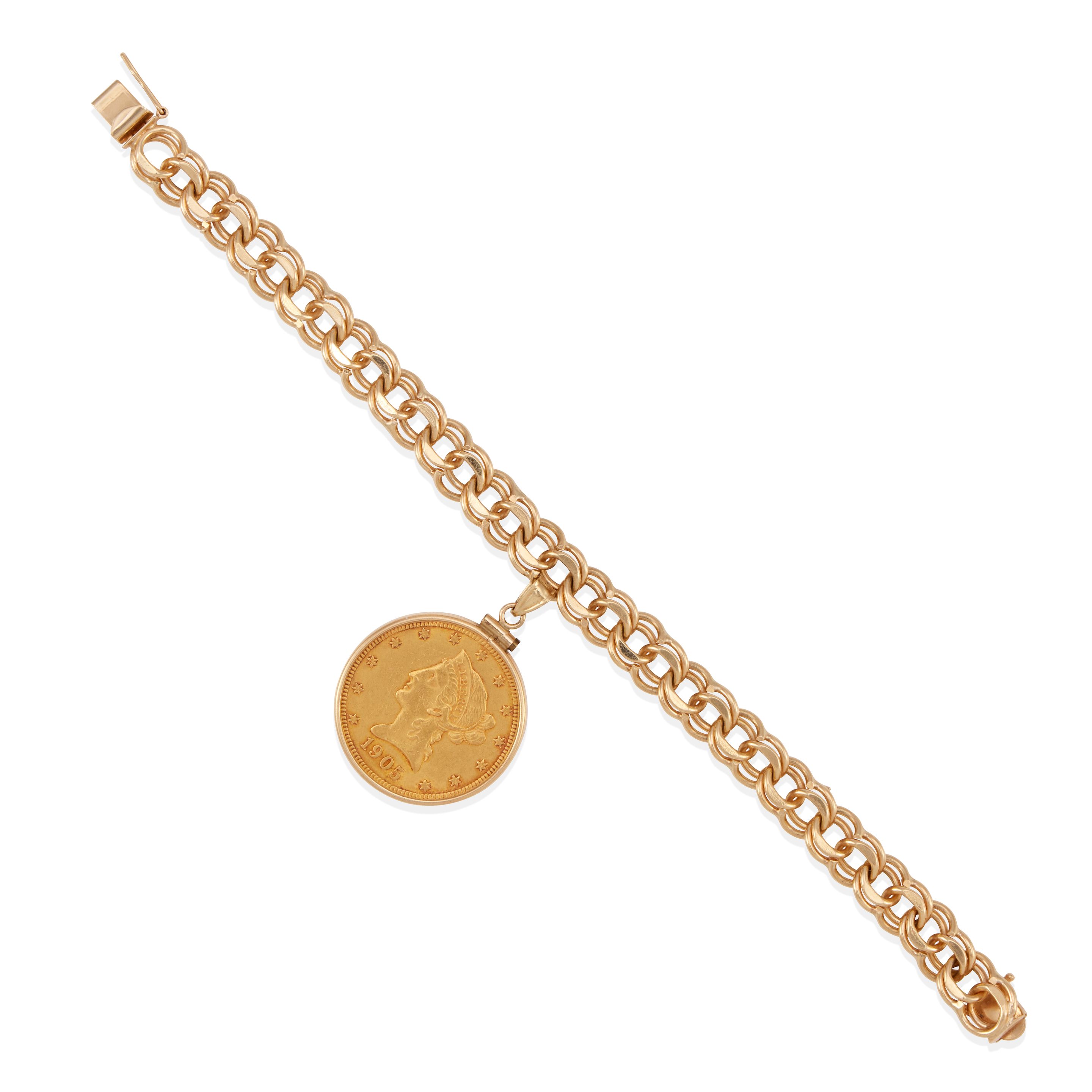 Gold Coin Charm Bracelet