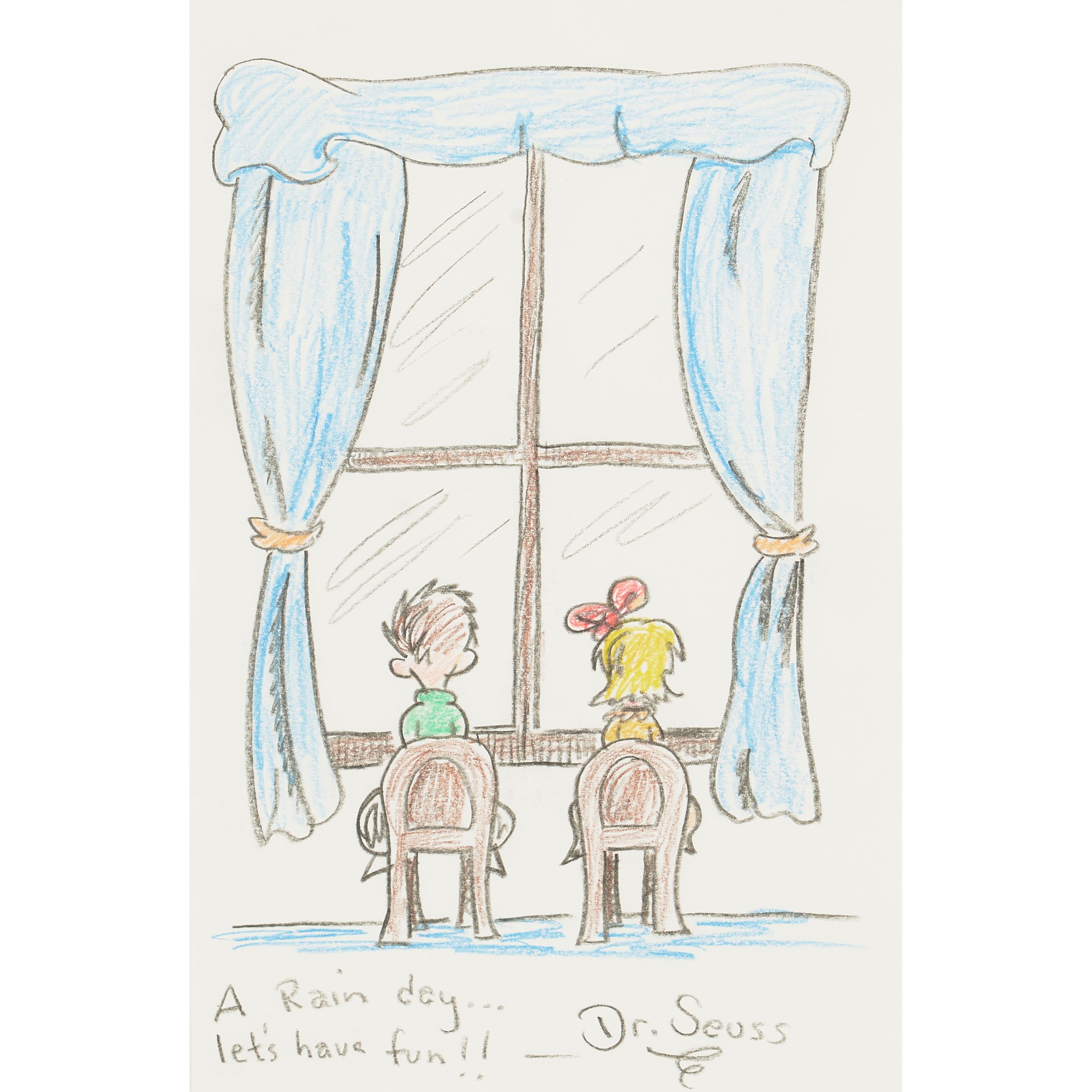Bonhams : A DR. SEUSS DRAWING OF SALLY AND CONRAD FROM THE CAT IN THE HAT.  GEISEL, THEODOR \, image size:2880x2880