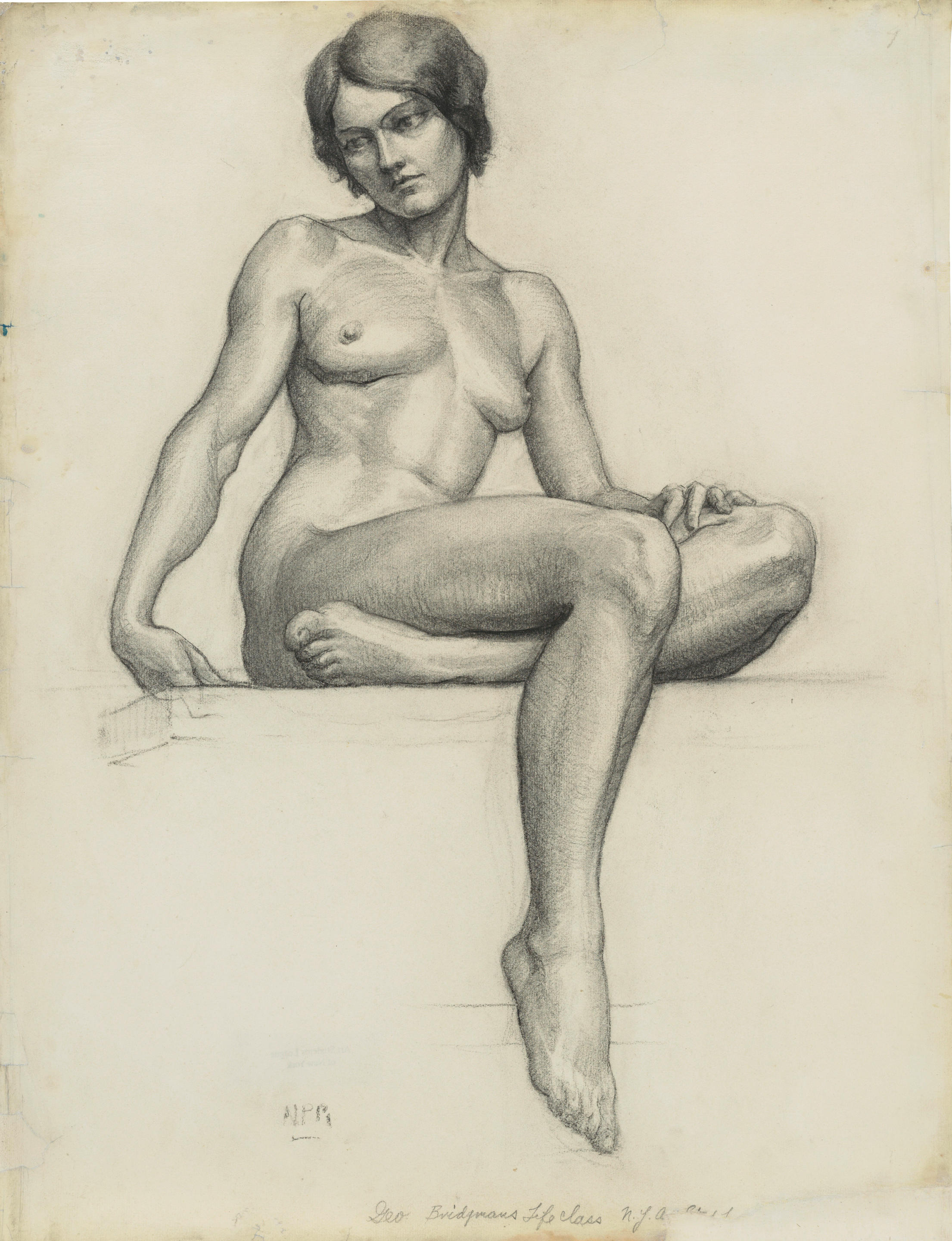 Bonhams : Norman Rockwell (1894-1978) Nude Life Drawing from Art Students  League 24 7/8 x 19 in. (63.2 x 48.3 cm.) (Executed in 1912.)