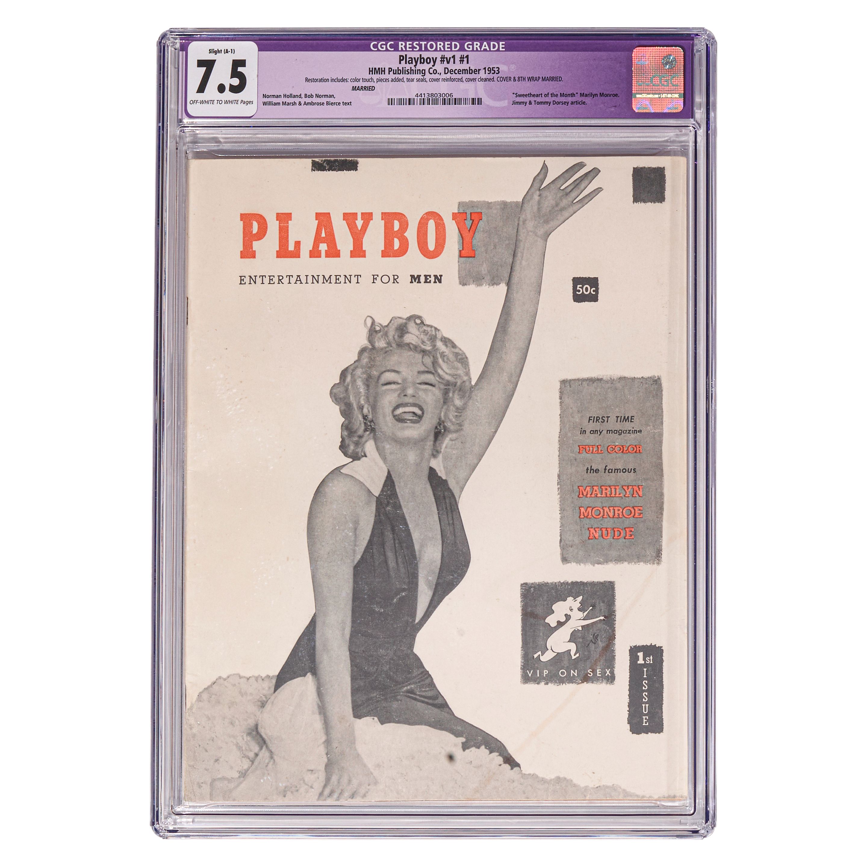 Bonhams : The First Issue of Playboy, Vol. 1, No. 1, December 1953, featuring the Marilyn Monroe