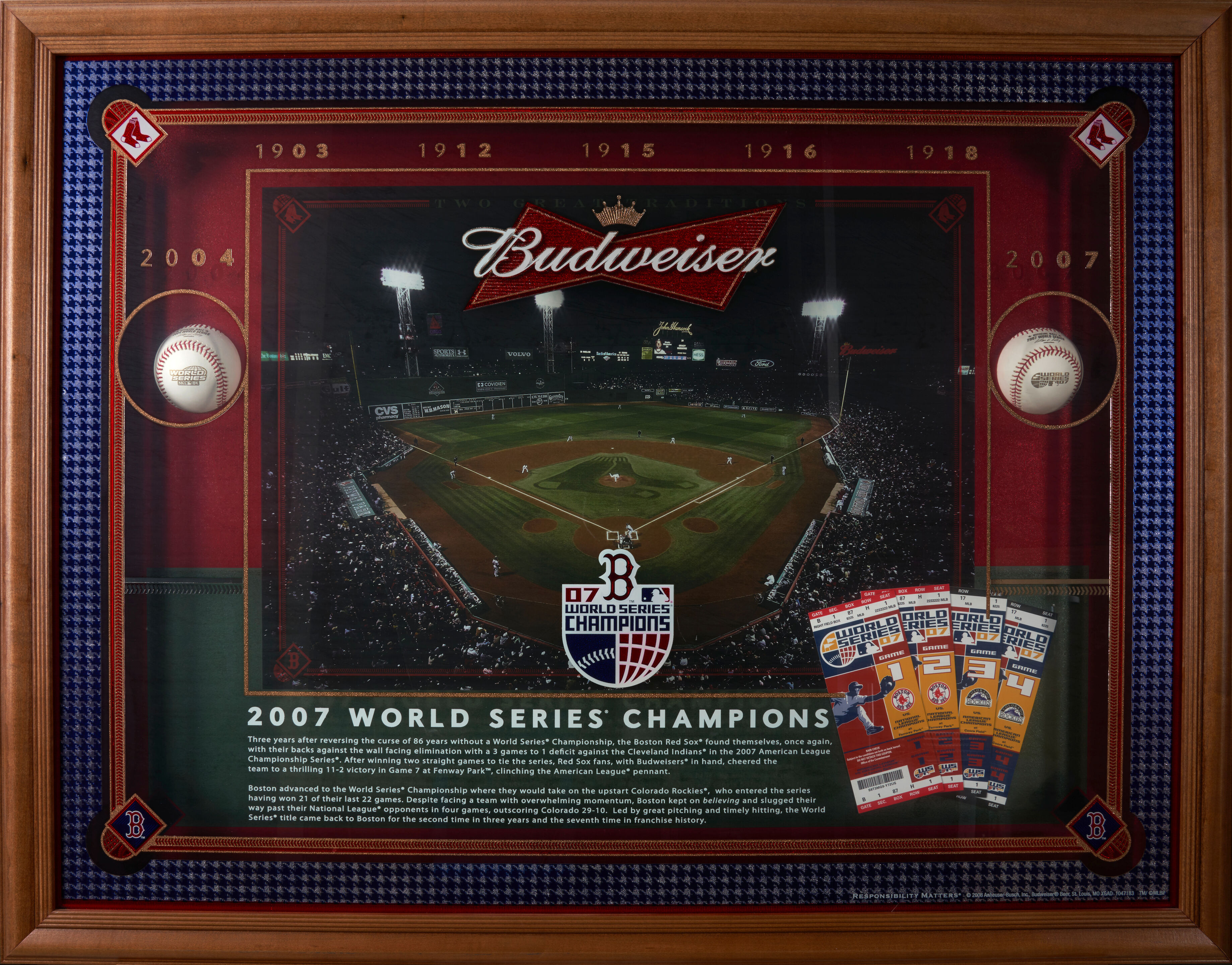 Bonhams Skinner : 2007 Budweiser Red Sox World Series Champions 