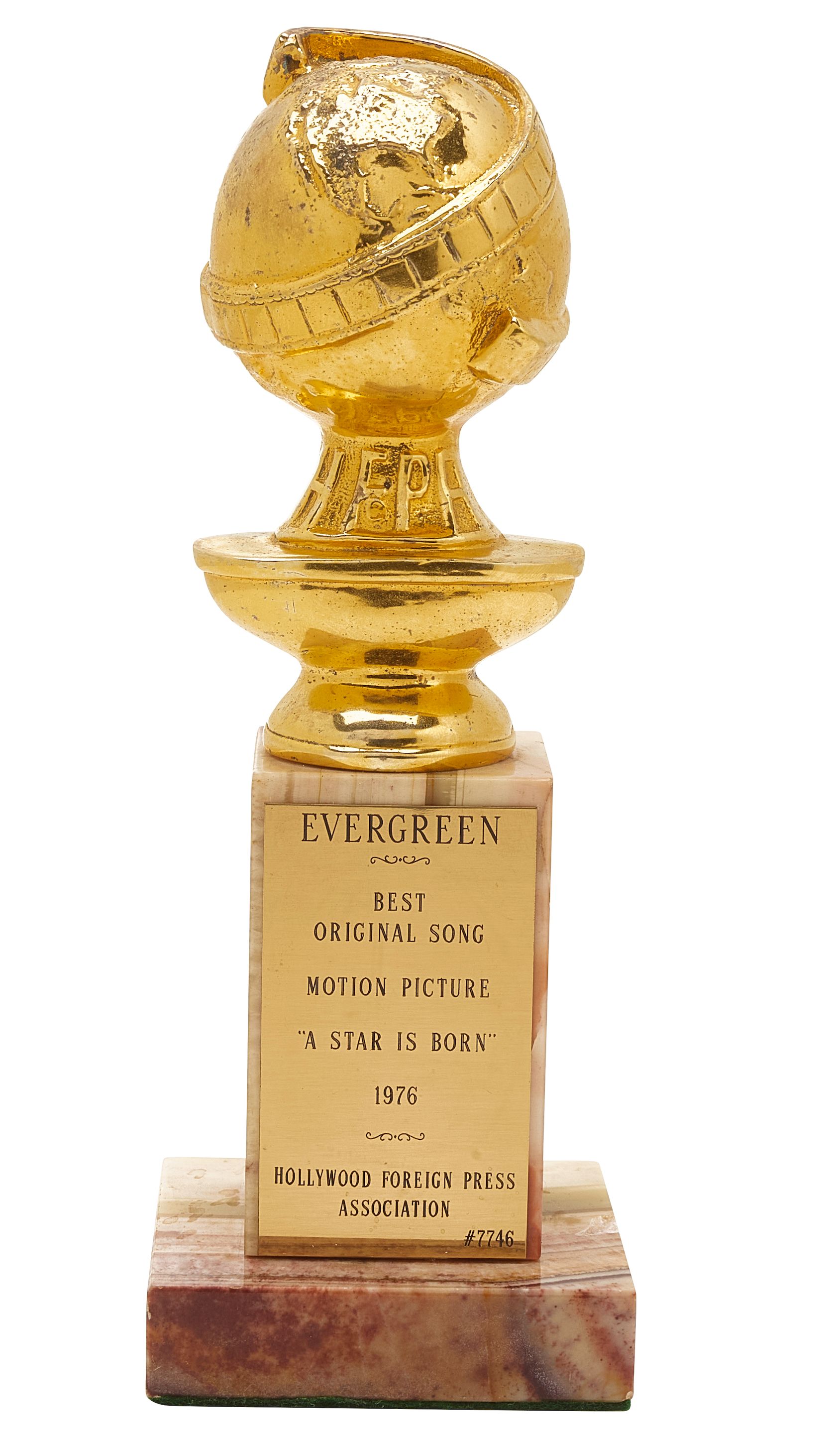 Bonhams A 'Best Song' Golden Globe Statuette for 