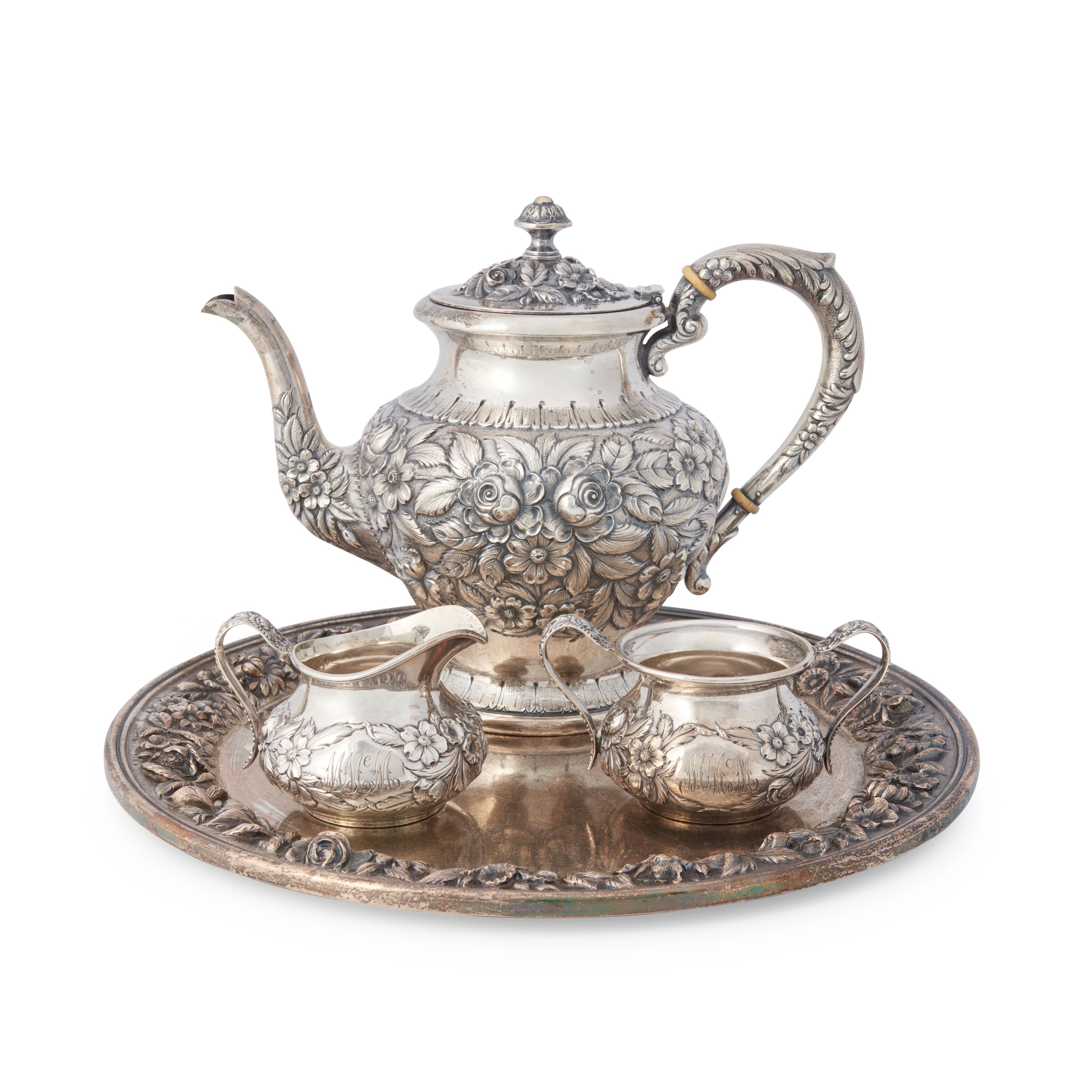 Bonhams Skinner Kirk Son Sterling Silver Tea Set with Tray,