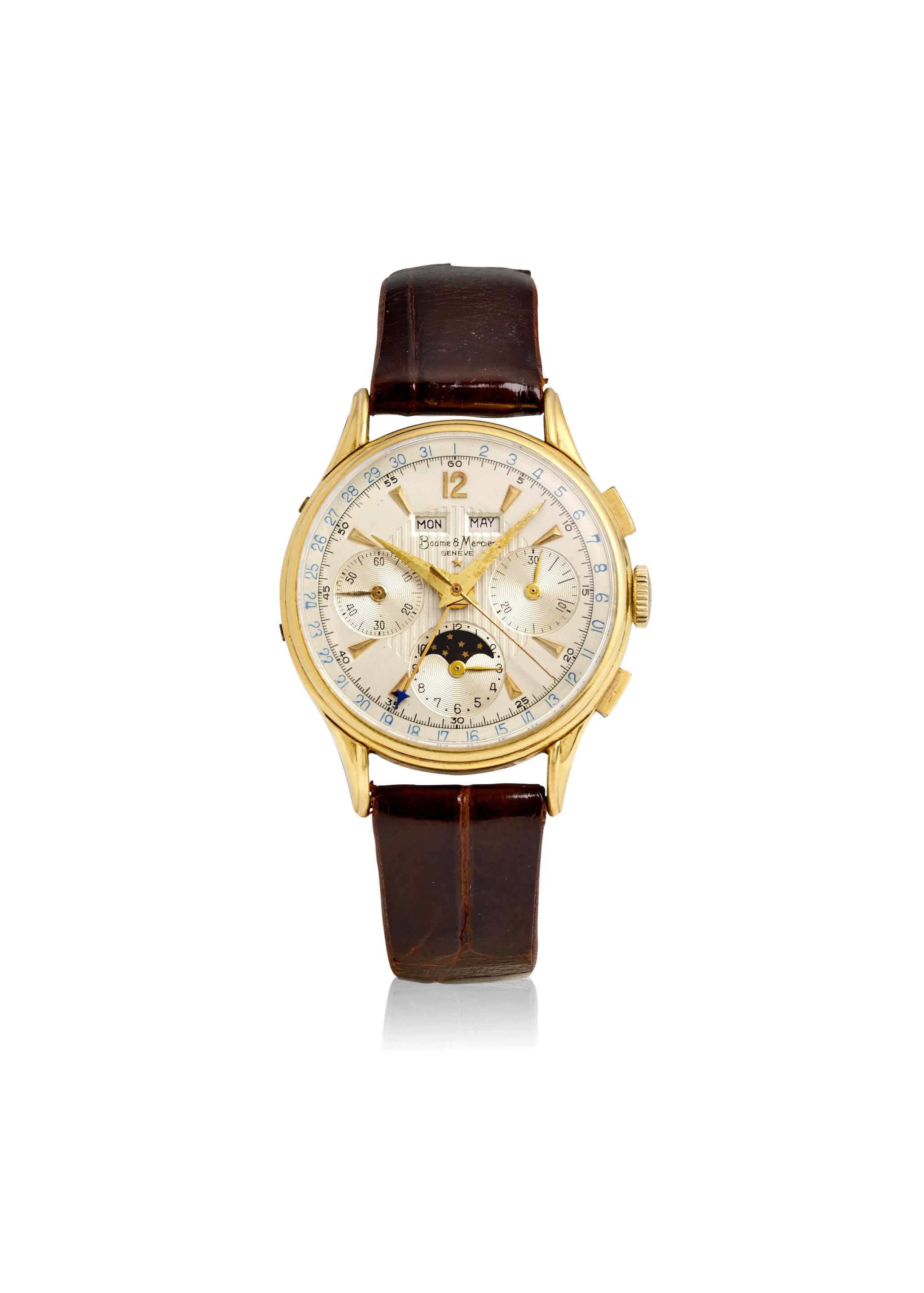 Bonhams BAUME AN 18K GOLD MANUAL WIND TRIPLE CALENDAR