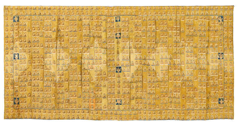 Bonhams : AN EMBROIDERED SILK THOUSAND-BUDDHA ROBE (KASHAYA) TIBETO ...