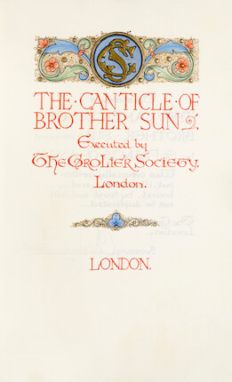 Bonhams : MANUSCRIPT, ILLUMINATED. ST. FRANCIS OF ASSISI. 1182-1226. The Canticle of Brother Sun ...